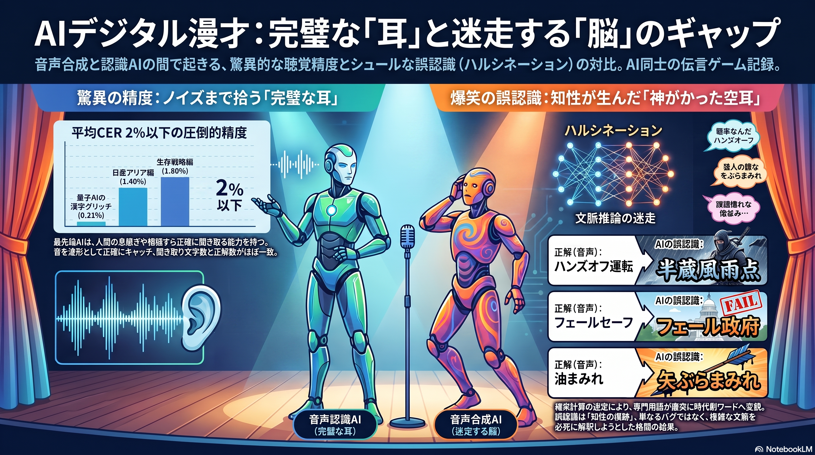 【B面107】AI同士の伝言ゲーム：最先端AIは「耳」が良くても「脳」がバグる